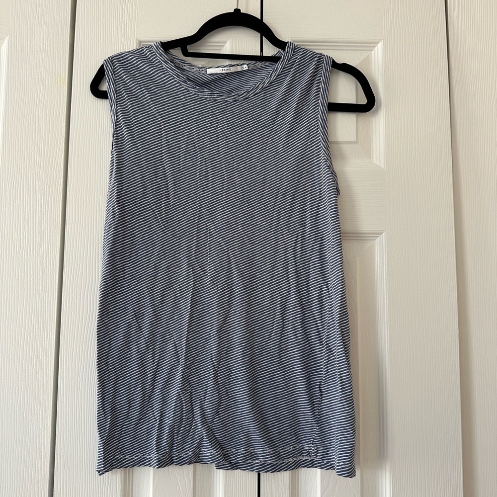 J Brand Blue and White Stripe Tank Top